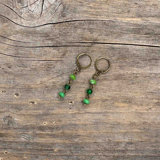 Øredobber i Messing med Glassperle - 40 mm - 104