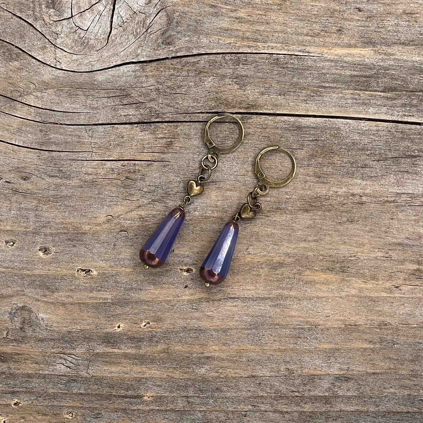 Øredobber i Messing med Glassperle - 50 mm - 105