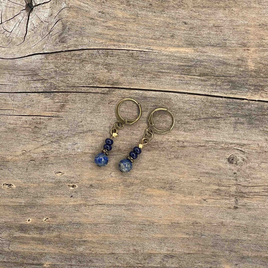 Øredobber i Messing med Lapis Lazur - 120