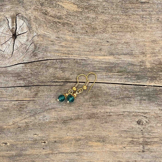 Øredobber i Gull med Glassperler - 35 mm - 122