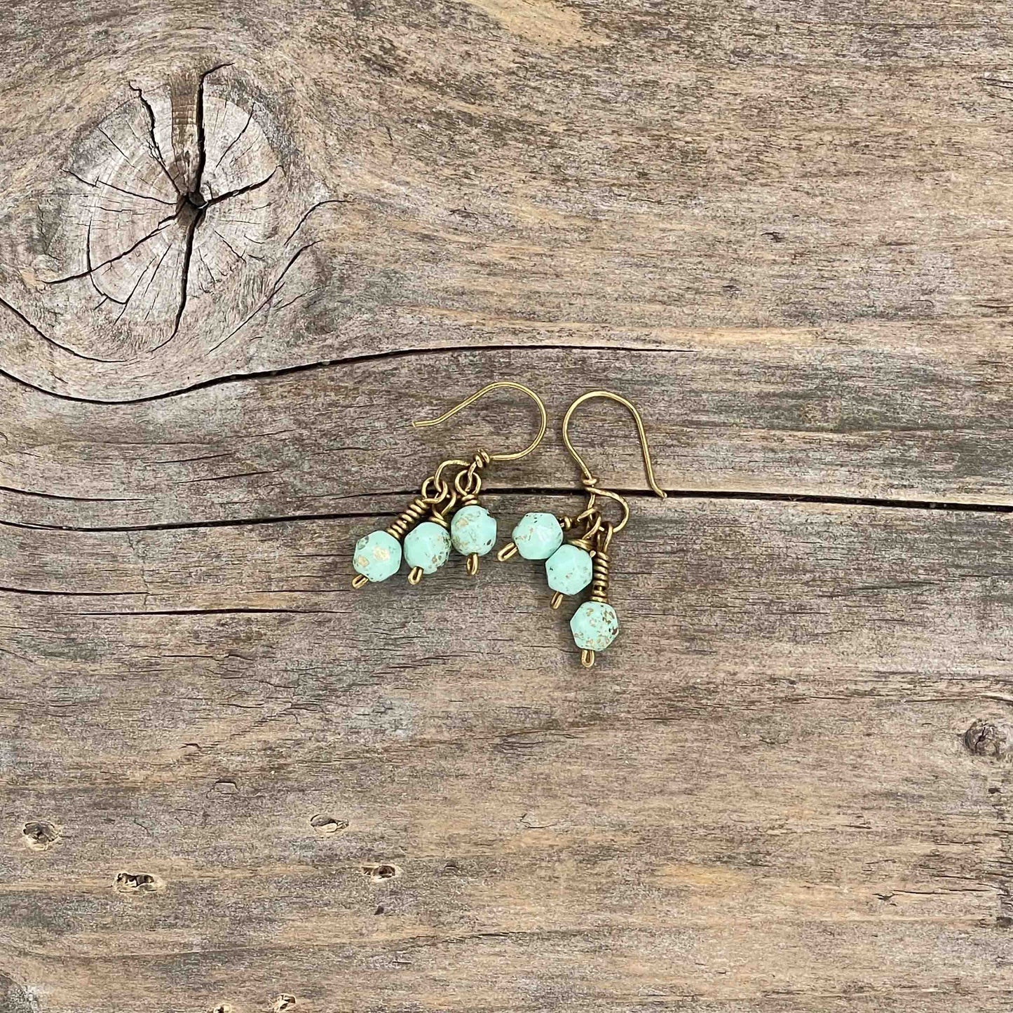 Øredobber i Gull med Glassperler - 35 mm - 123