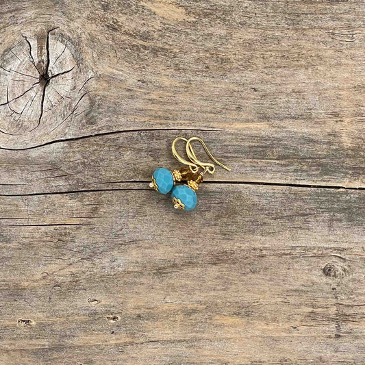 Øredobber i Gull med Glassperler - 30 mm - 124