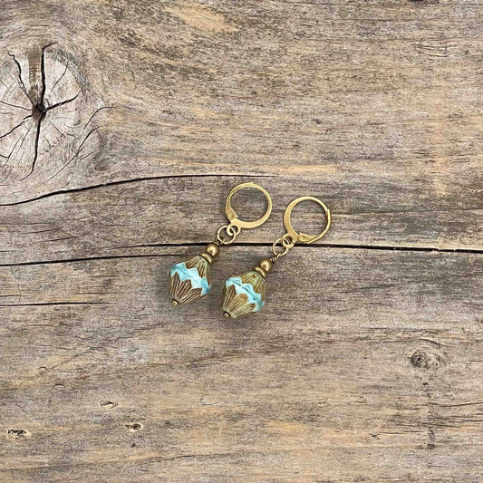 Øredobber i Gull med Glassperler - 40 mm - 126