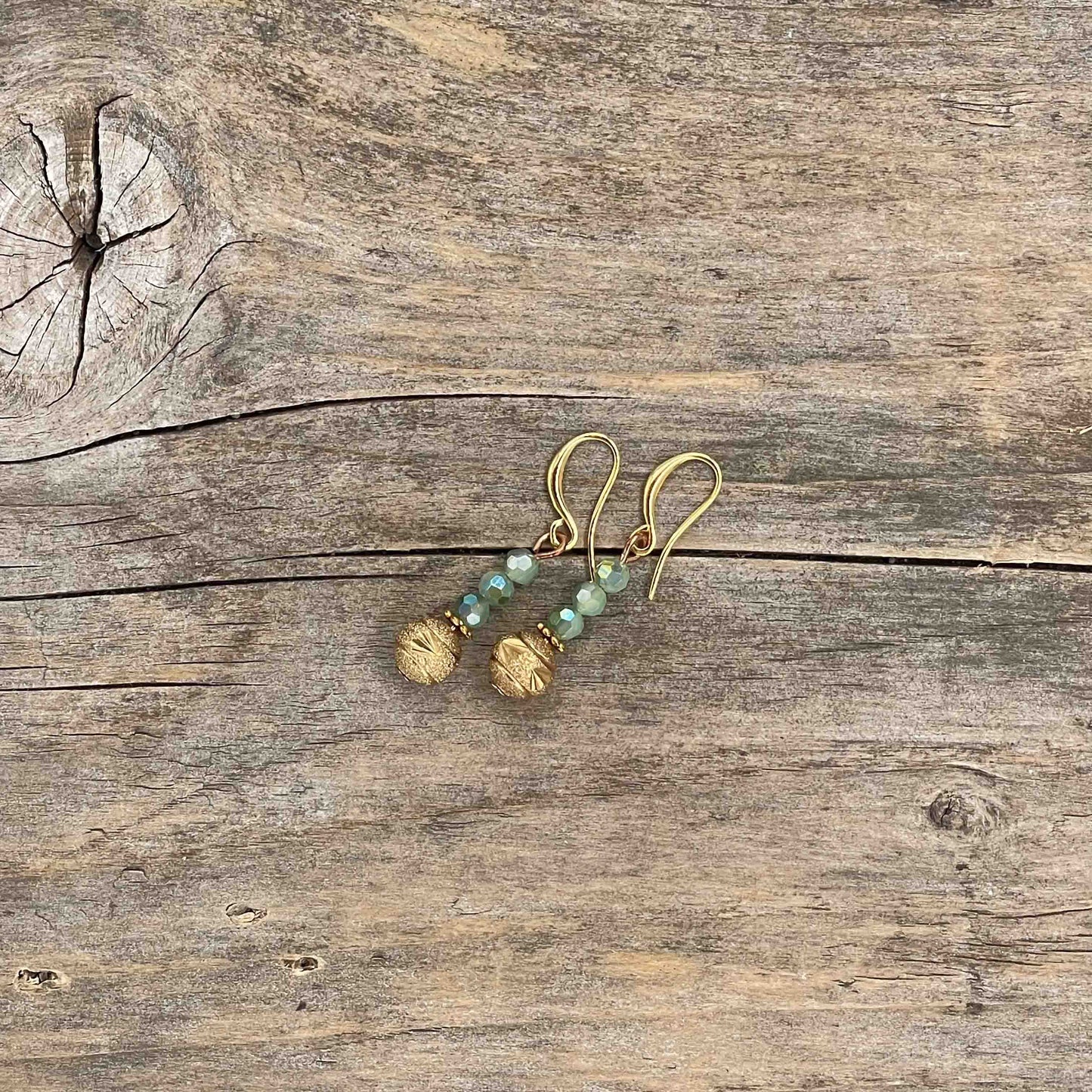 Øredobber i Gull med Glassperler - 40 mm - 127