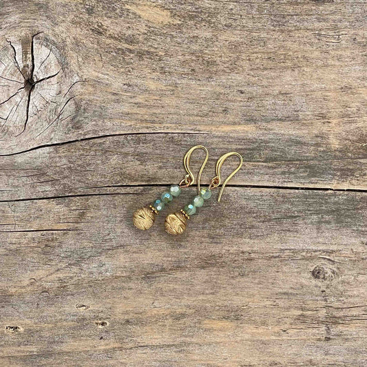 Øredobber i Gull med Glassperler - 40 mm - 127