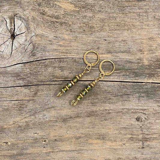 Øredobber i Gull med Glassperler - 45 mm - 128