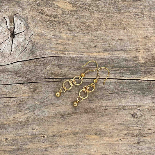 Øredobber i Gull med Glassperler - 40 mm - 129