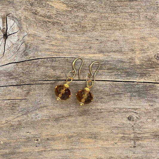 Øredobber i Gull med Glassperler - 40 mm - 130