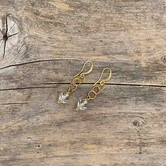 Øredobber i Gull med Glassperler - 45 mm - 132