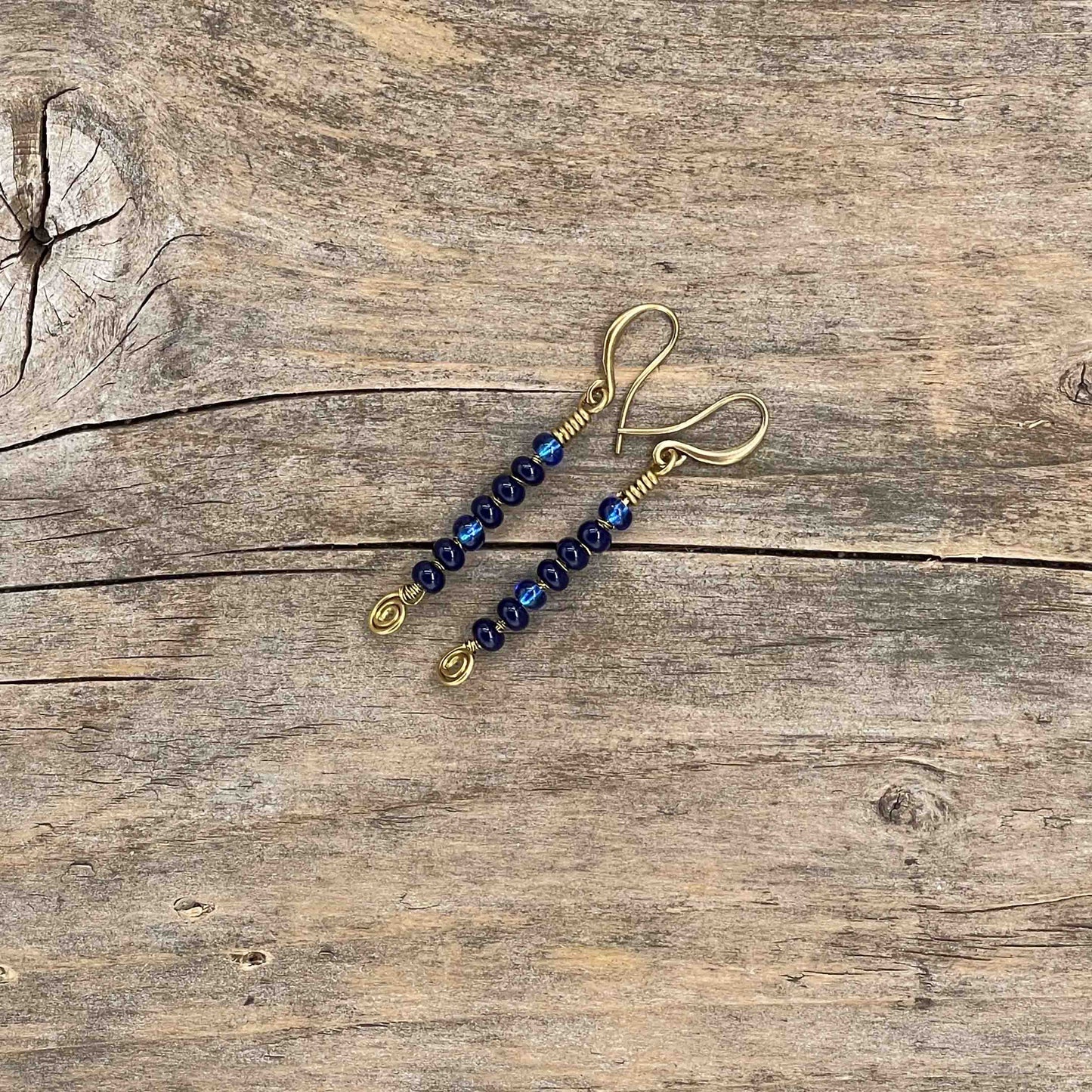 Øredobber i Gull med Glassperler - 50 mm - 135