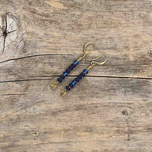 Øredobber i Gull med Glassperler - 50 mm - 135