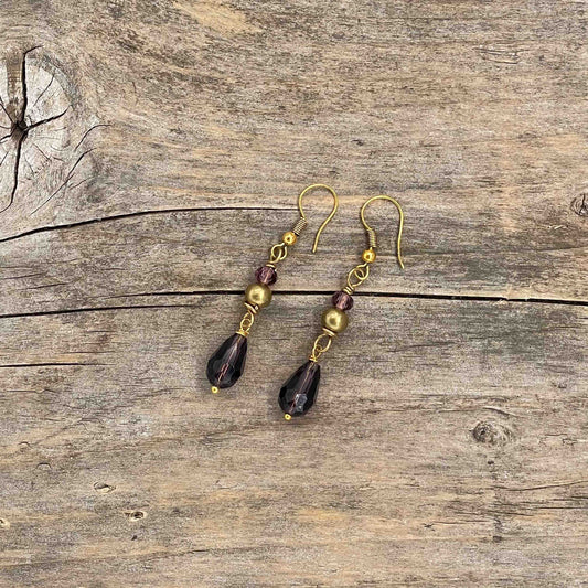 Øredobber i Gull med Glassperler - 55 mm - 137