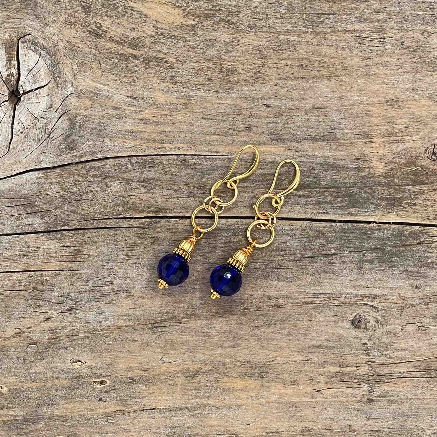 Øredobber i Gull med Glassperler - 50 mm - 138