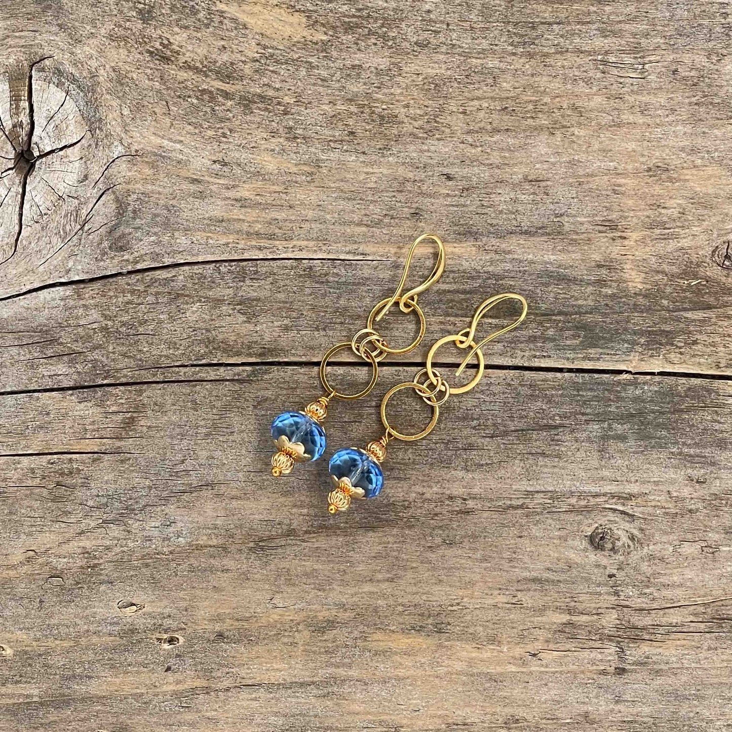 Øredobber i Gull med Glassperler - 50 mm - 139