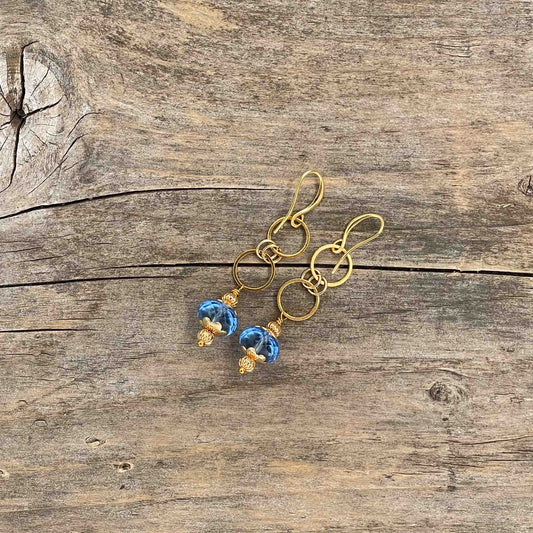 Øredobber i Gull med Glassperler - 50 mm - 139