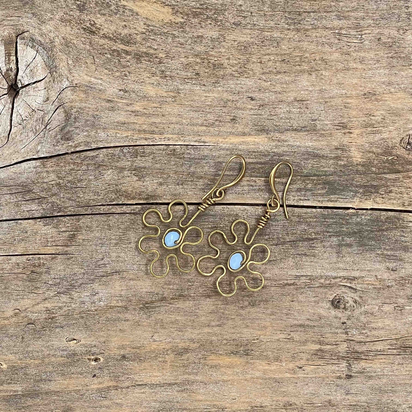 Øredobber i Gull med Glassperler - 45 mm - 141