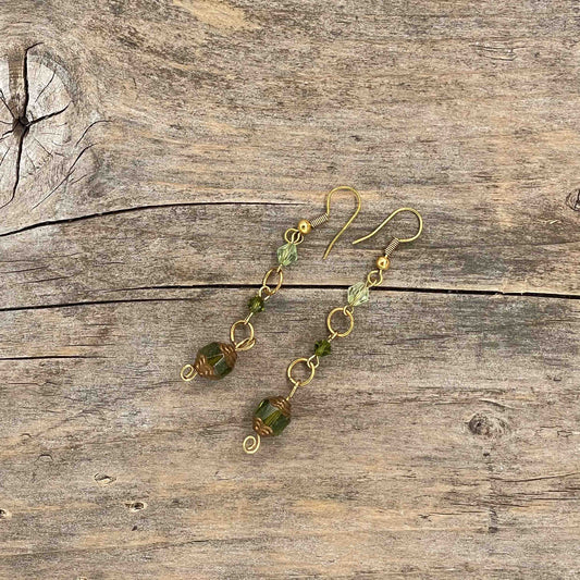 Øredobber i Gull med Glassperler - 65 mm - 142