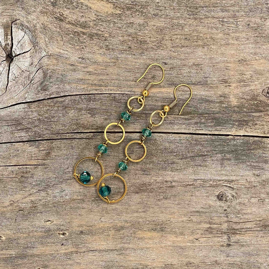 Øredobber i Gull med Glassperler - 80 mm - 145