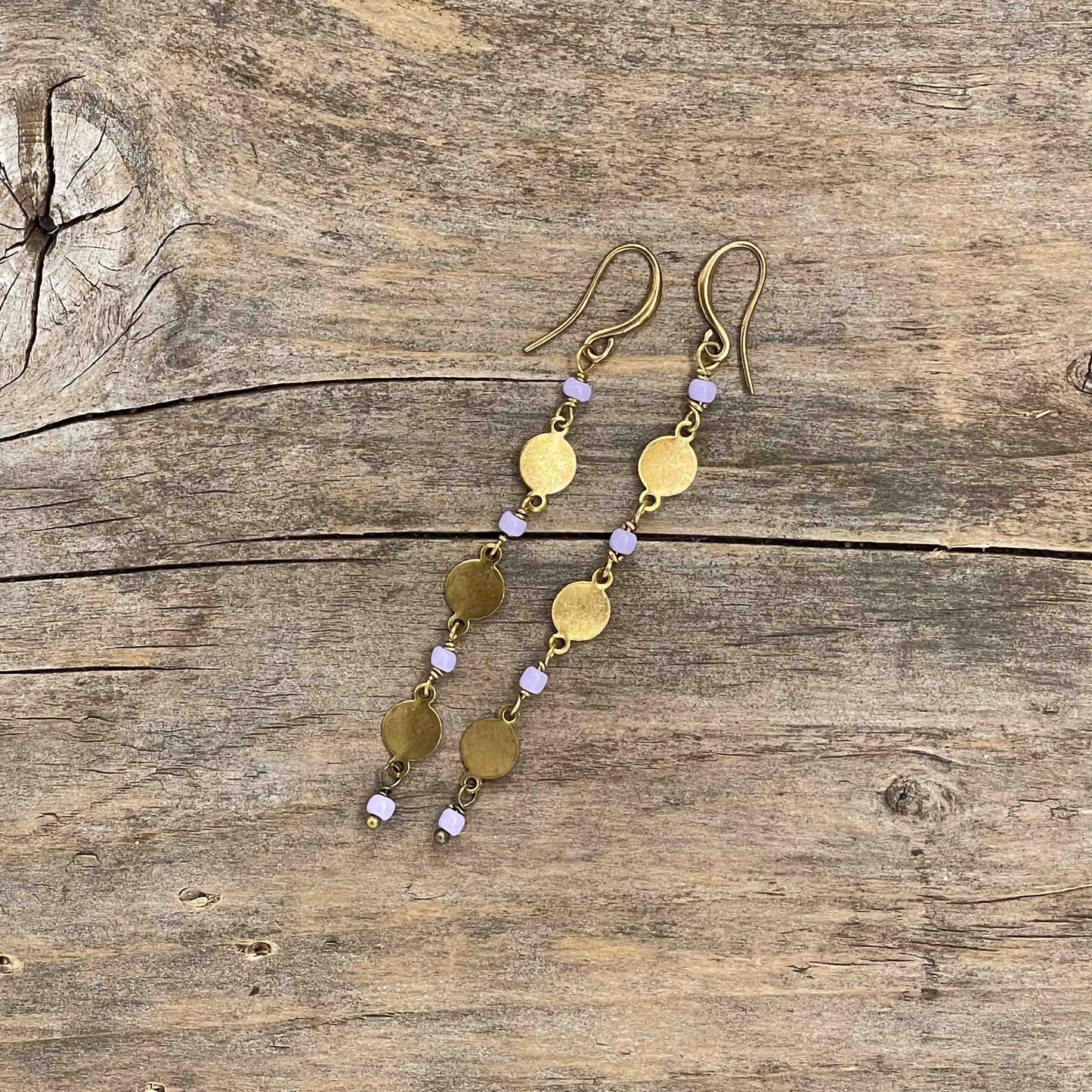 Øredobber i Messing med Glassperler - 80 mm - 147