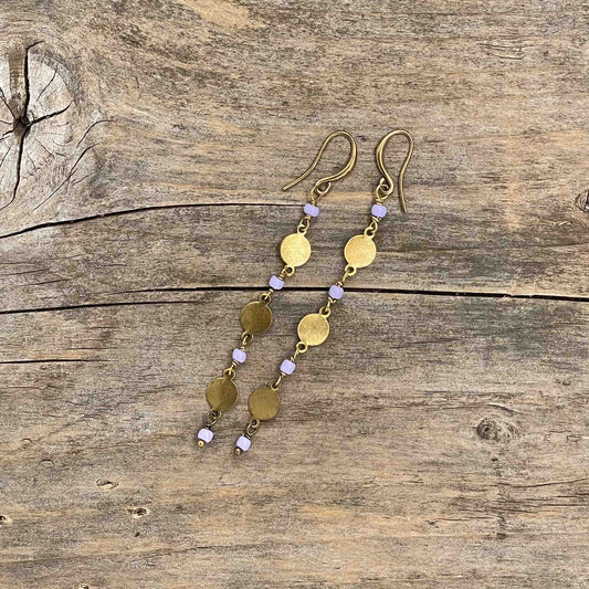 Øredobber i Gull med Glassperler - 80 mm - 147