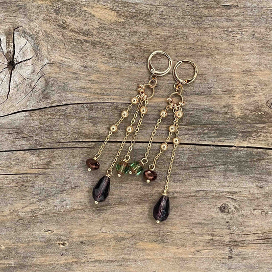 Øredobber i Gull med Glassperler - 80 mm - 148