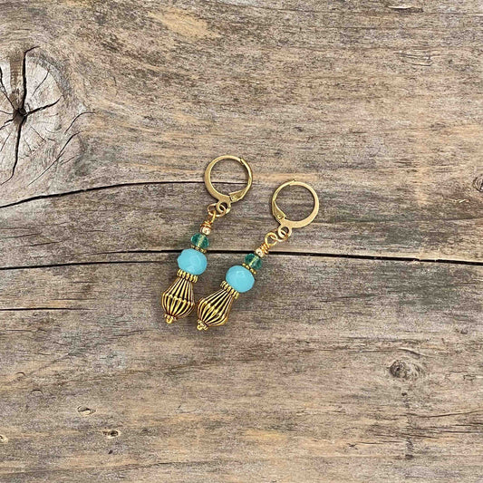 Øredobber i Gull med Glassperler - 50 mm - 149