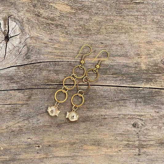 Øredobber i Gull med Gullperler - 70 mm - 153