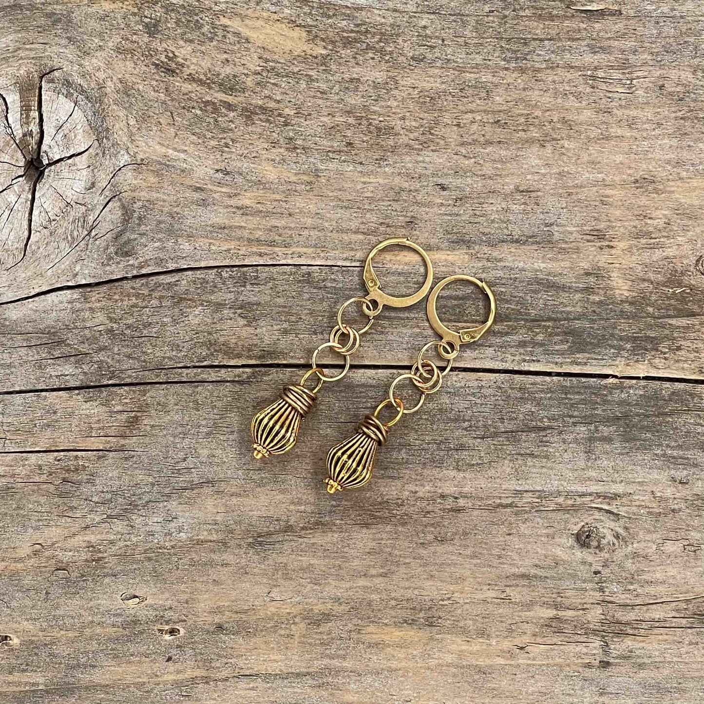 Øredobber i Gull med Gullperler - 45 mm - 155