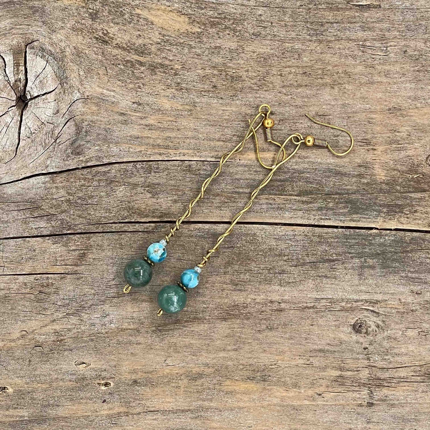 Øredobber i Gull med Agat - 85 mm - 158