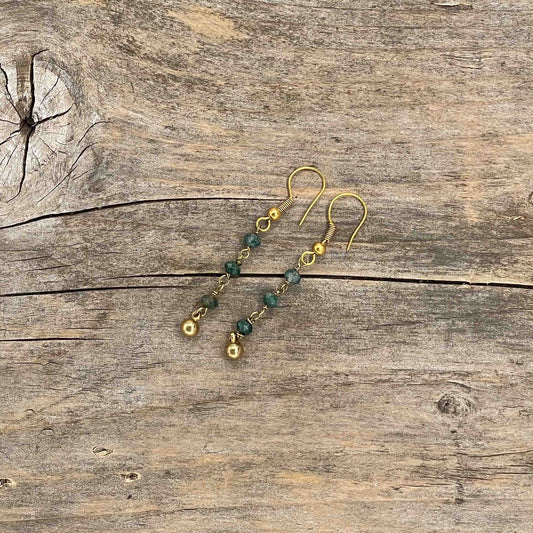 Øredobber i Gull med Agat - 50 mm - 159