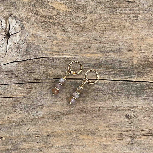 Øredobber i Gull med Agat - 30 mm - 160