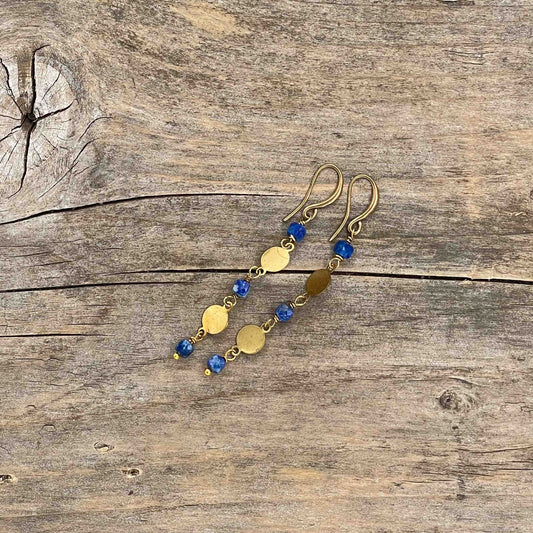 Messing Øredobber med Lapis Lazuli - 65 mm - 170