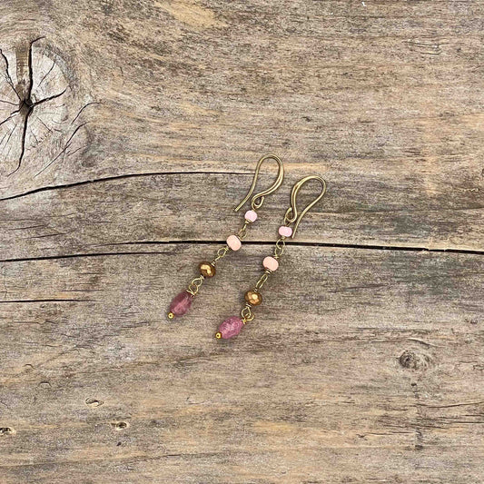 Øredobber i Gull med Quartz - 50 mm - 177