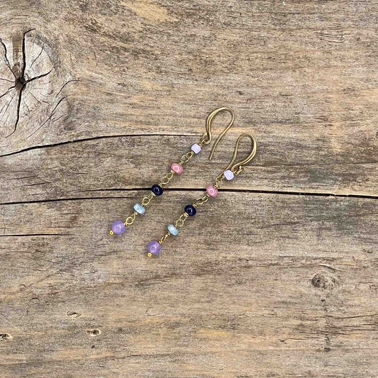 Øredobber i Gull med Jade - 60 mm - 178