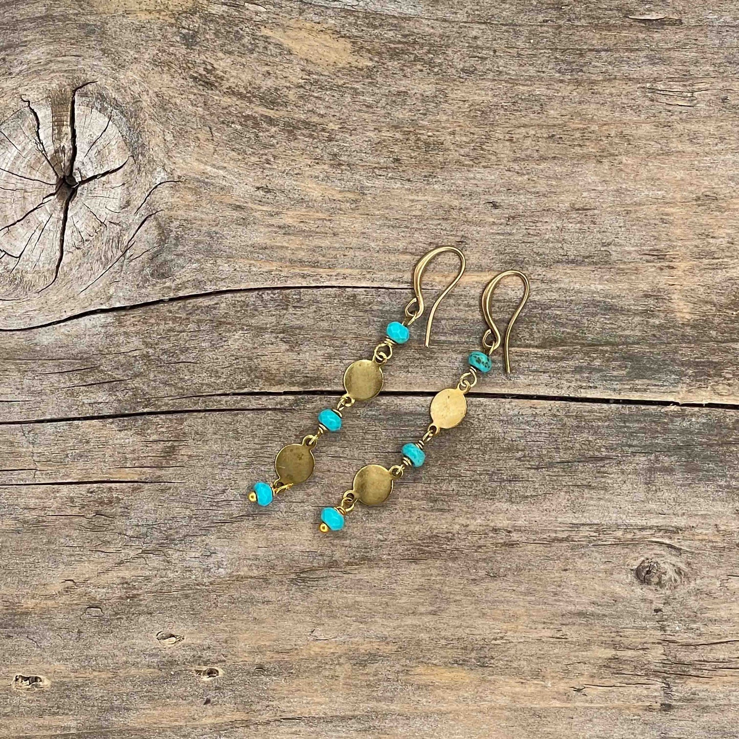 Øredobber i Gull med Turkis - 55 mm - 179
