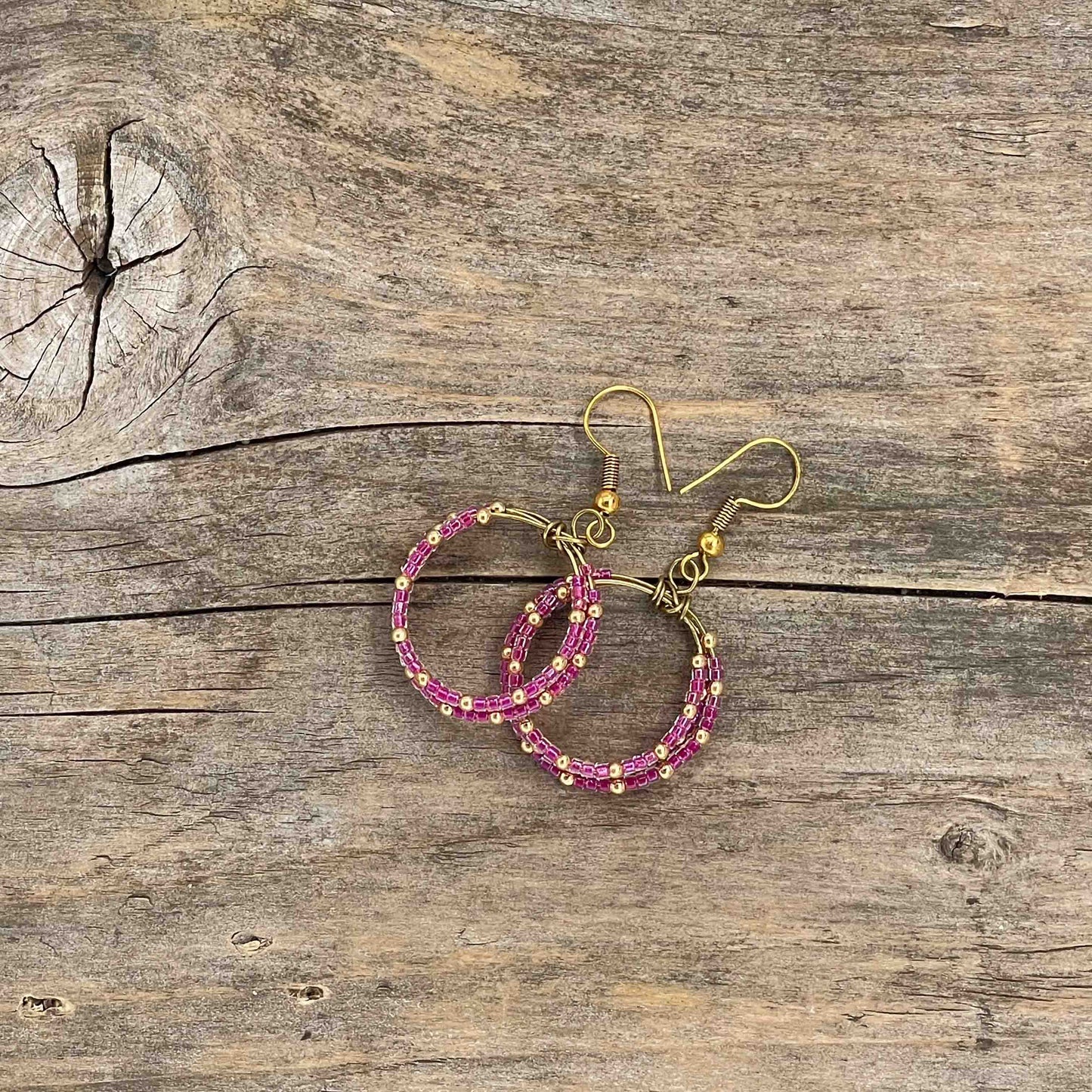 Messing Hoops med Seed Beads - 50 mm - 181