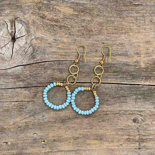 Messing Hoops med Seed Beads - shiny- 60 mm - 182
