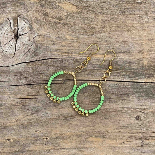 Messing Hoops med Seed Beads- shiny - 60 mm - 185