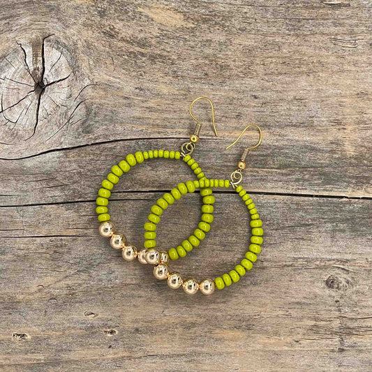 Messing Hoops med Seed Beads - shiny - 60 mm - 188