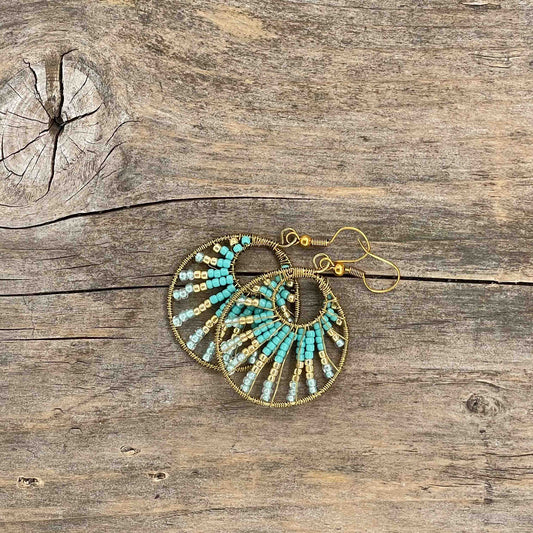 Messing Hoops med Seed Beads- 55 mm - 190