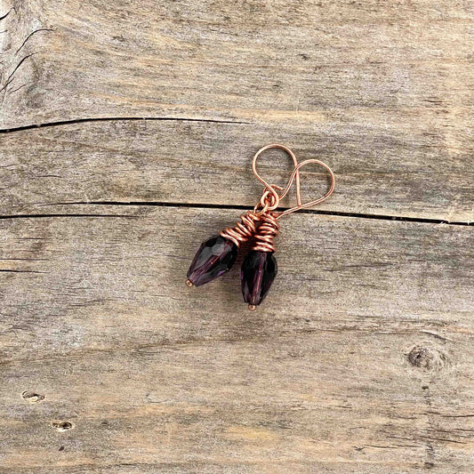 Øredobber i Kobber med Glassperler - 40 mm - 211