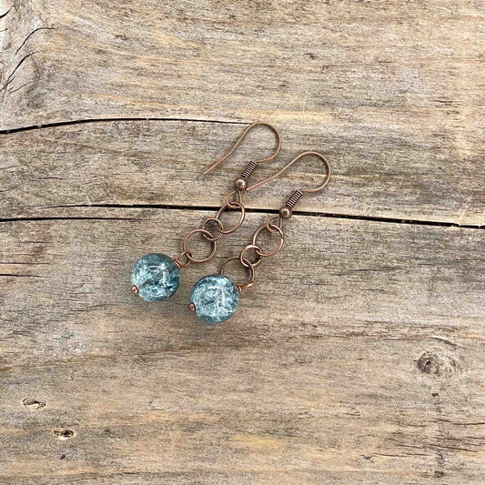 Øredobber i Kobber med Glassperler - 50 mm - 214