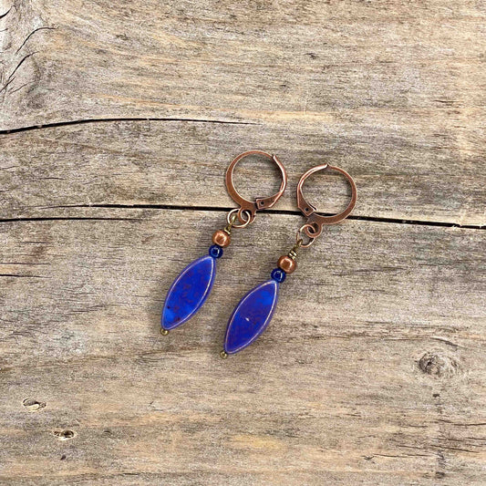 Øredobber i Kobber med Glassperler - 50 mm - 215