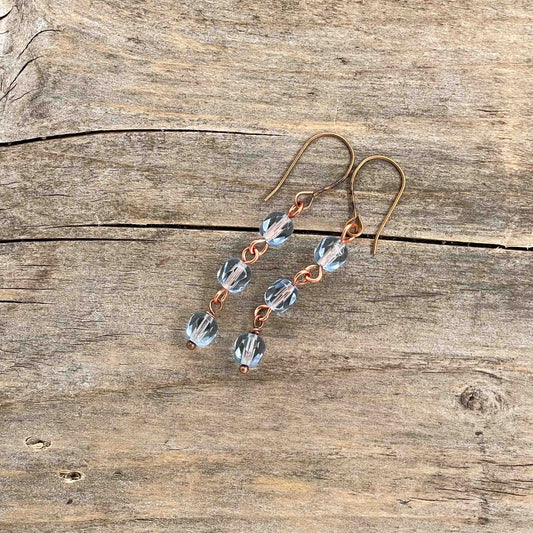 Øredobber i Kobber med Glassperler - 50 mm - 218