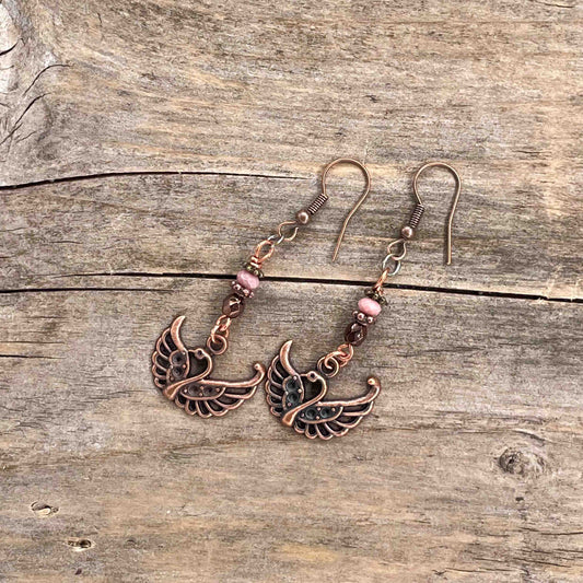 Øredobber i Kobber med Glassperler - 60 mm - 224
