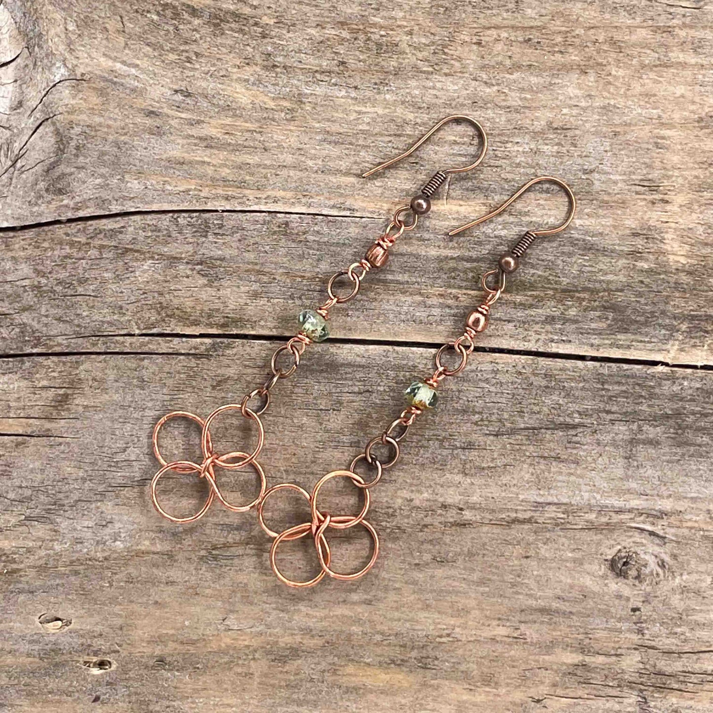 Øredobber i Kobber med Glassperler - 75 mm - 227