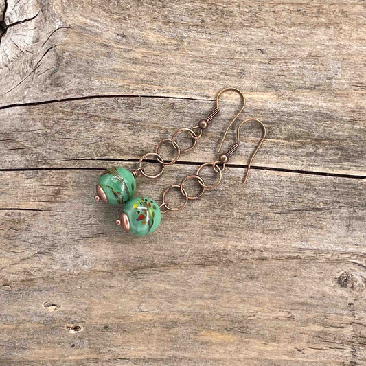 Øredobber i Kobber med Kjeramisk - 50 mm - 235