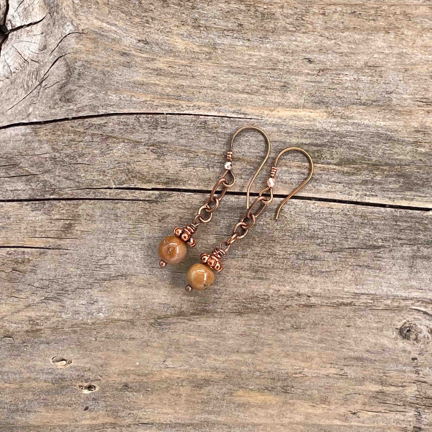 Øredobber i Kobber med Turmalin - 40 mm - 240