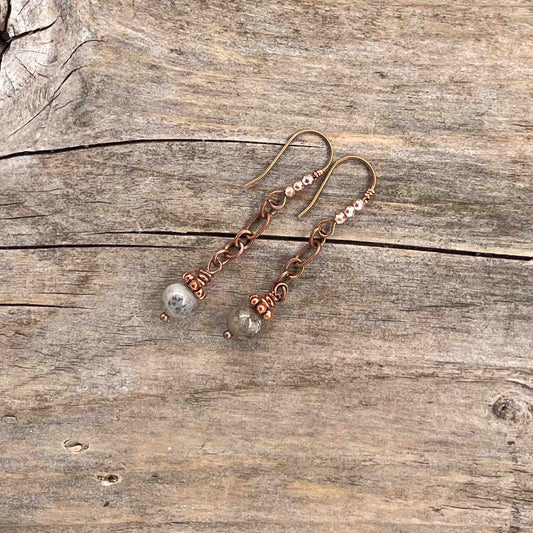 Øredobber i Kobber med Turmalin - 50 mm - 241