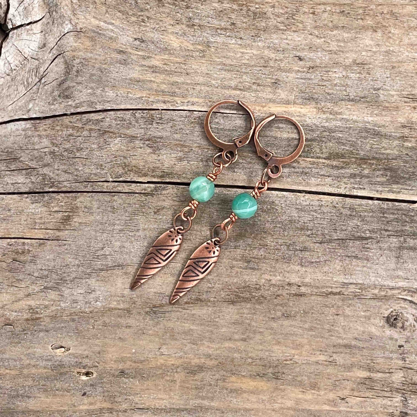 Øredobber i Kobber med Agat - 55 mm - 245